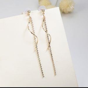 Spiral studded long earrings